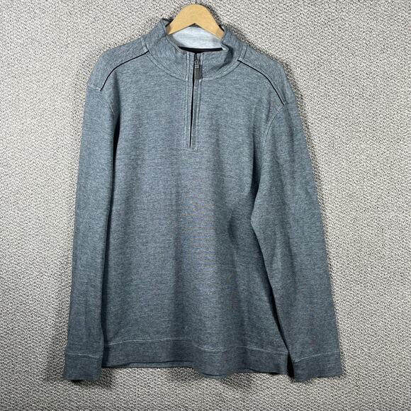 Tasso Elba Sweater‎ Mens Large Gray Quarter Zip Long Sleeves Pullover Casual - Picture 1 of 8